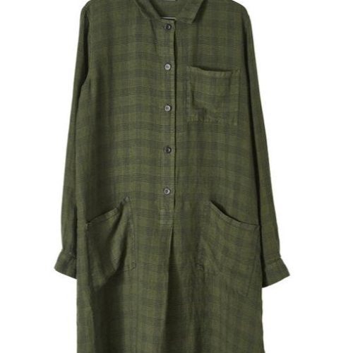 240243 shirt dress green check a