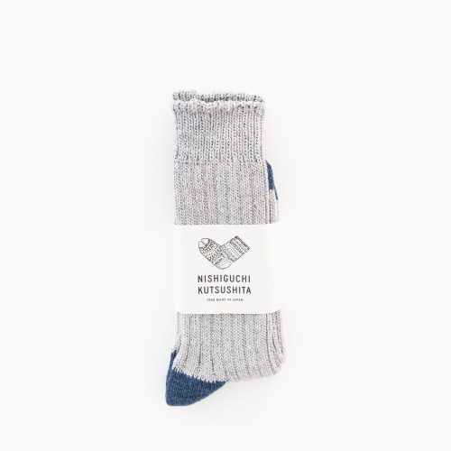 NISHIGUCHI KUTSUSHITA Recycled Cotton Ribbed Socks Grey 1