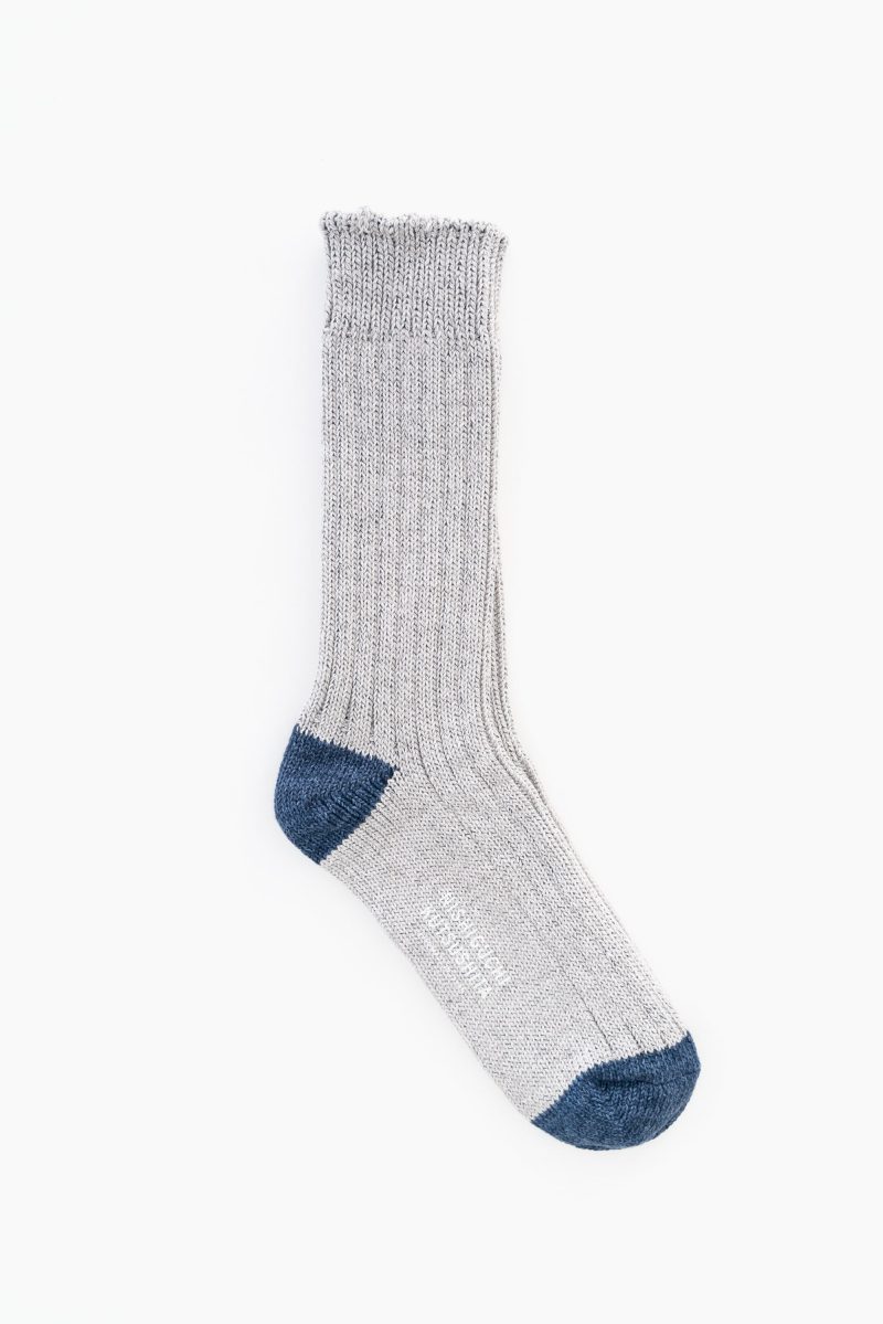 NISHIGUCHI KUTSUSHITA Recycled Cotton Ribbed Socks Grey 2